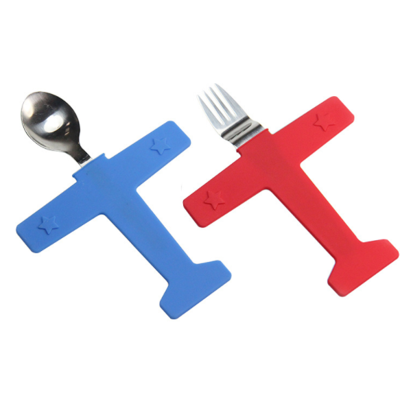 Stainless steel spoon fork spoon direct children aircraft aircraft silicone spoon custom cartoon