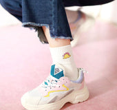 Cotton embroidered dinosaur ladies tube socks