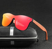 Bamboo Wood Leg Square Sunglasses