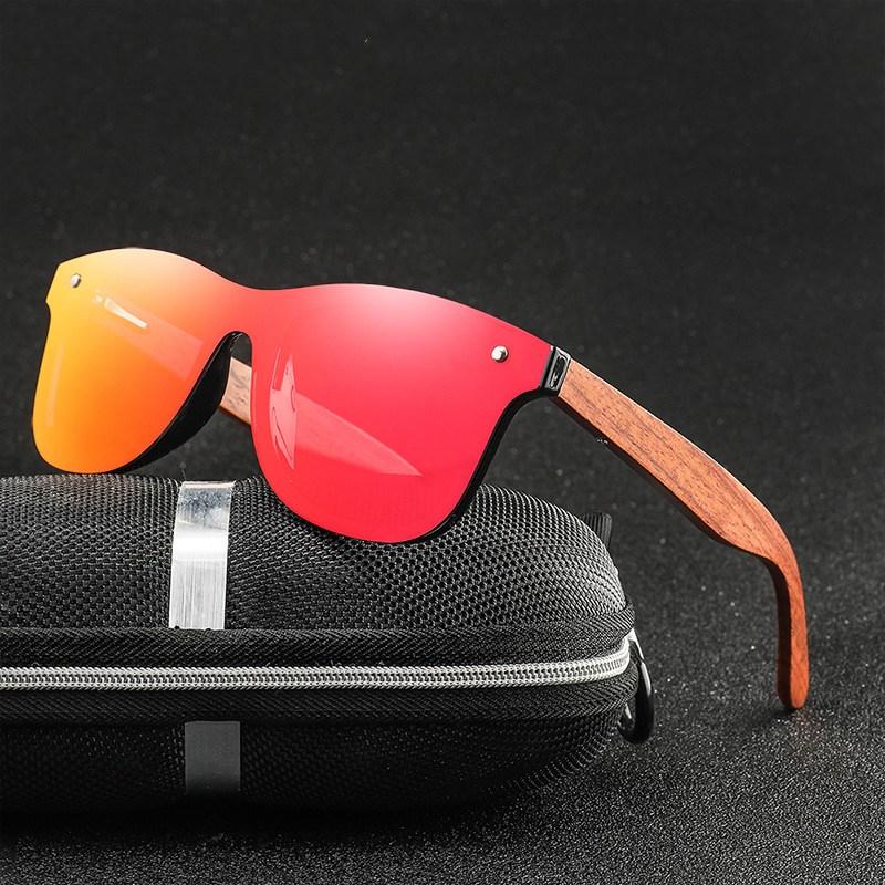 Bamboo Wood Leg Square Sunglasses