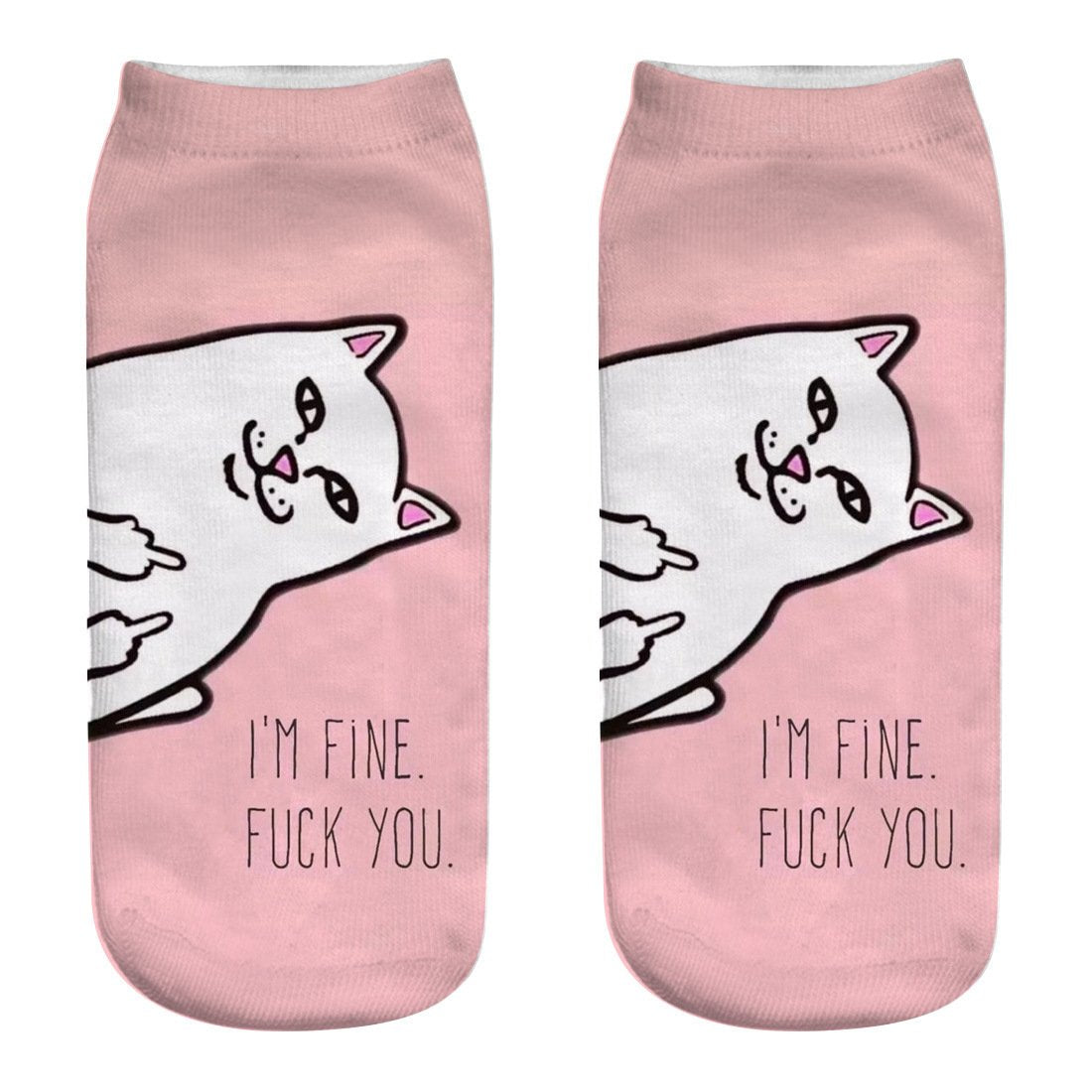 Funny Kawaii Elastic Pink Socks
