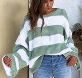Women's sweater women's striped colorblock sweater