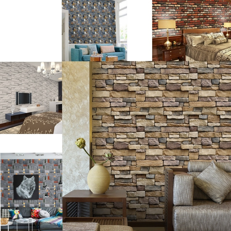 3D Wall Paper Brick Stone