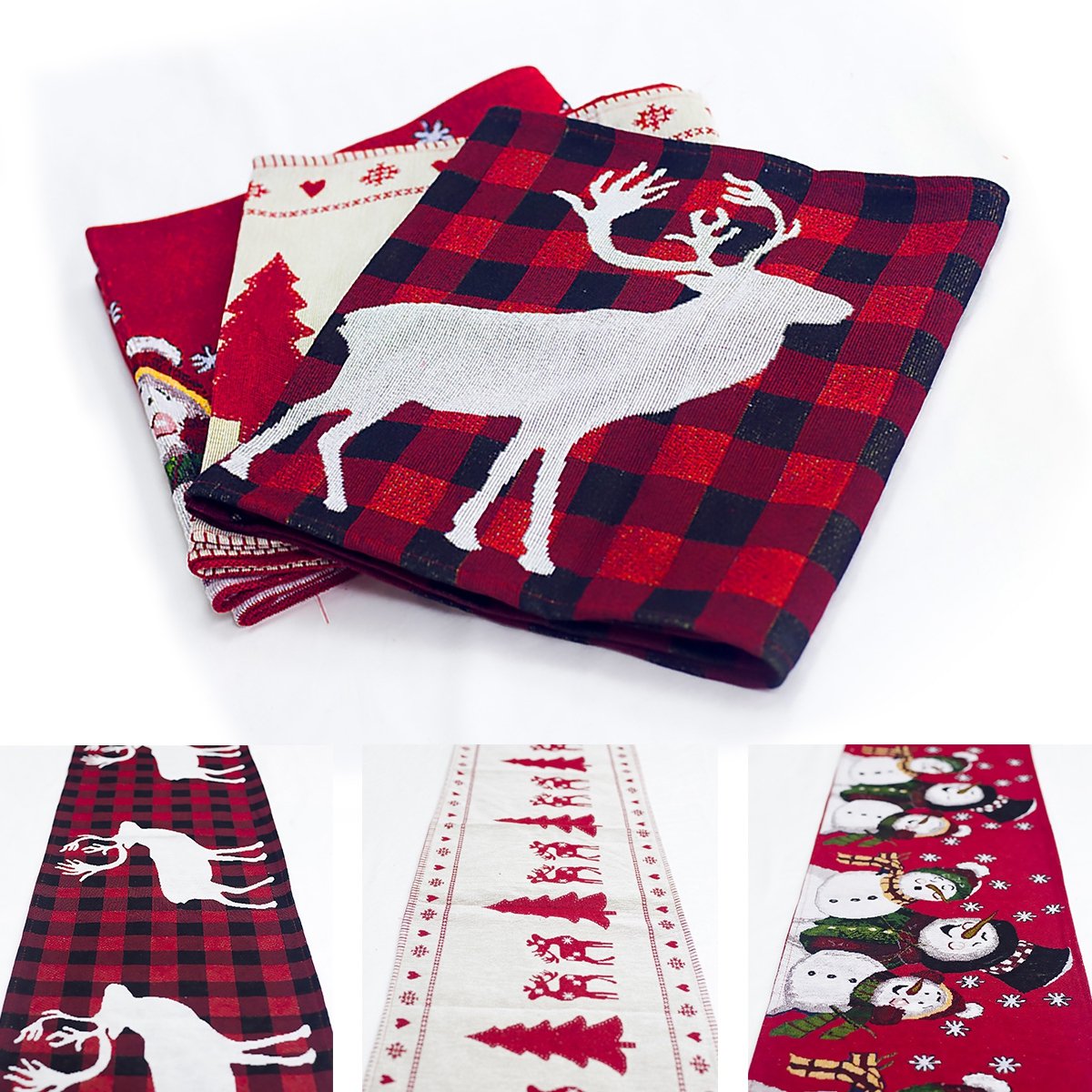 Christmas cotton embroidery table flag