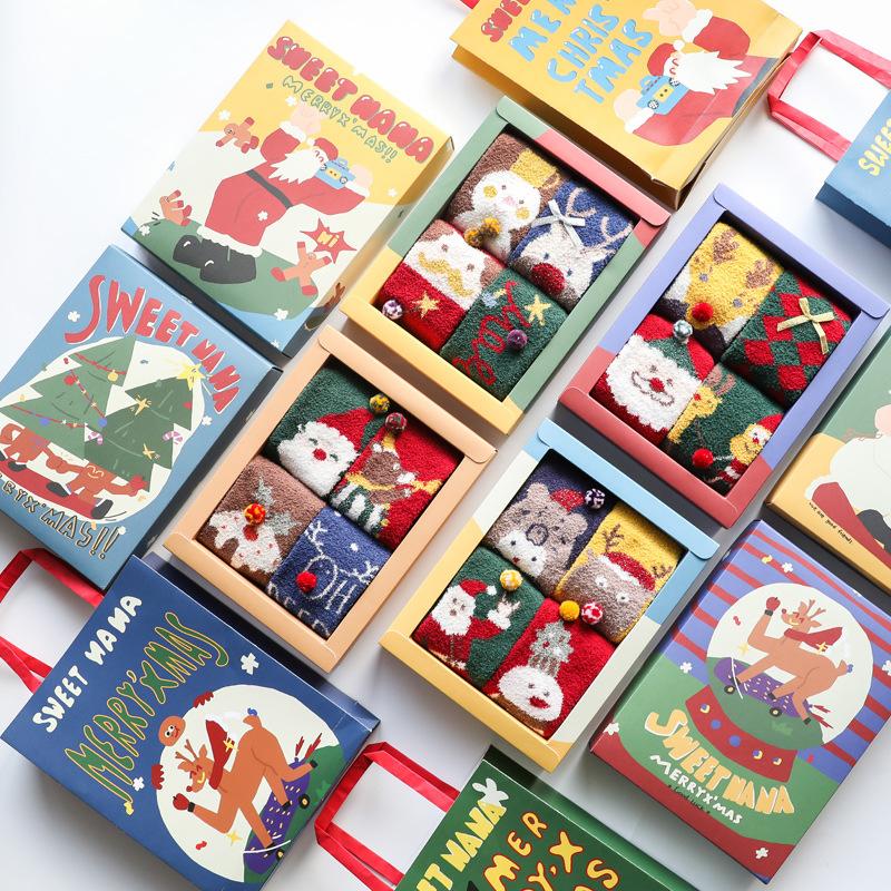 Coral velvet Christmas stocking