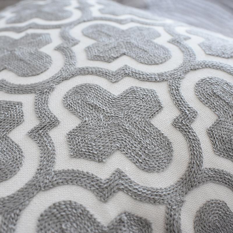 Nordic geometric embroidery pillowcase