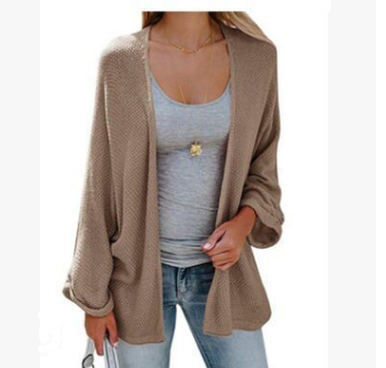 Autumn and winter  ins fashion solid color loose knit cardigan sweater women's jacket