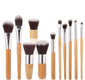 Wood color makeup brush set