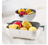 Double sink dish drain basket plastic washing basket kitchen washing basket fruit home living room creative fruit plate