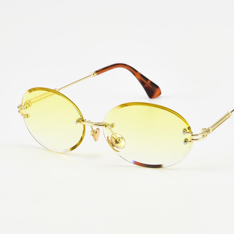 Oval polished edge sunglasses