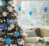 6 Pcs/Set Cardboard 3D Hollow Snowflake Hanging Ornaments New Year's Christmas Decorations for Home Party Decoration