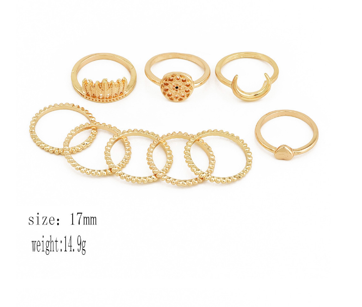 Moon Love Peach Heart Ring Combination