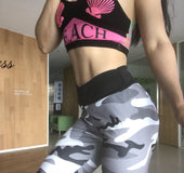 Hips high waist camouflage stitching slim yoga seven points bottoming pencil pants