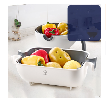 Double sink dish drain basket plastic washing basket kitchen washing basket fruit home living room creative fruit plate