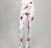 Hollow high waist printed leggings hip wrinkle stretch yoga pants