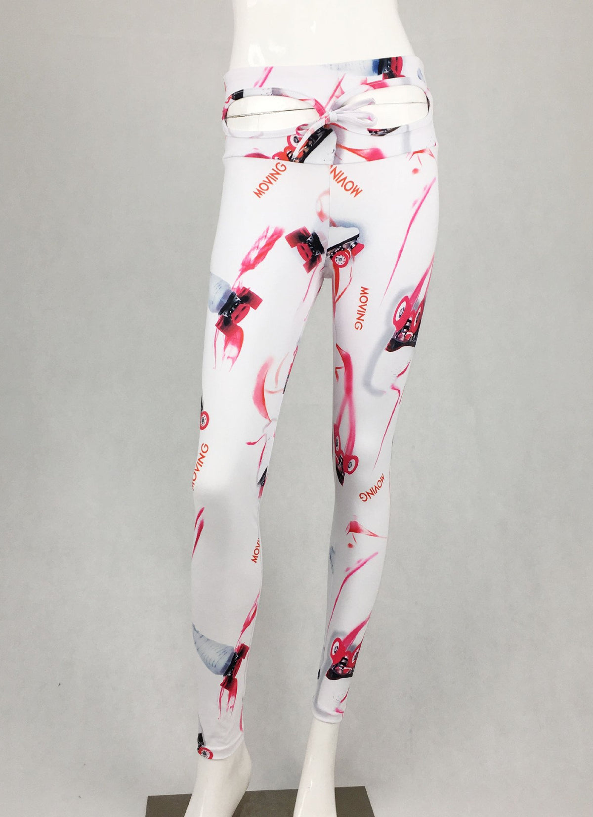 Hollow high waist printed leggings hip wrinkle stretch yoga pants
