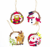 Christmas Home Decoration Wicker Ornament Cartoon Felt Ring Rattan Decorative Pendant Santa Claus Pendant Christmas Ornaments
