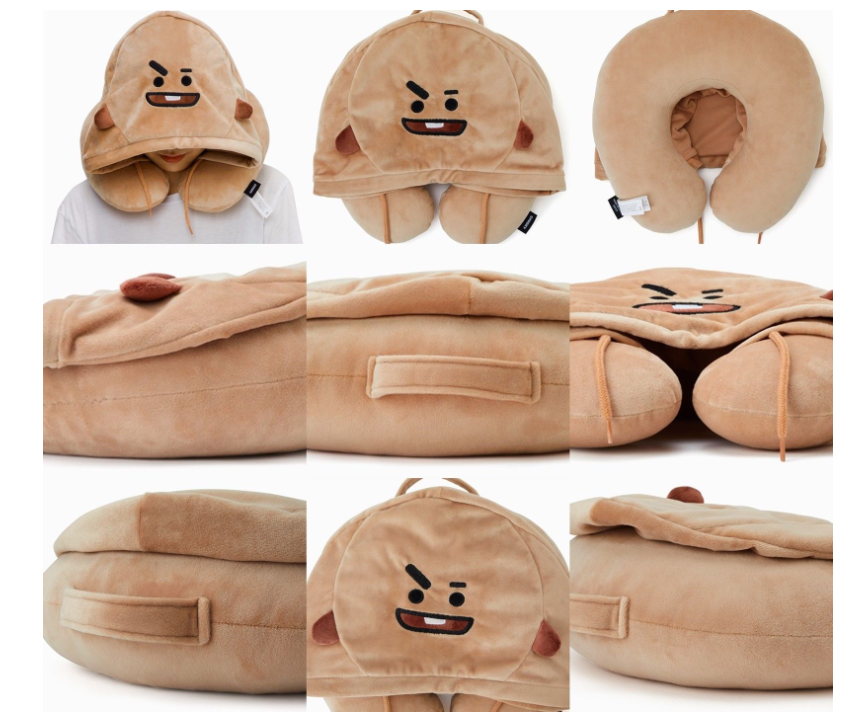 Cartoon hooded U-shaped pillow Travel neck pillow