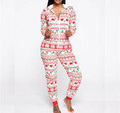 Christmas print hooded jumpsuit