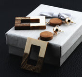 Vintage wooden wood earrings