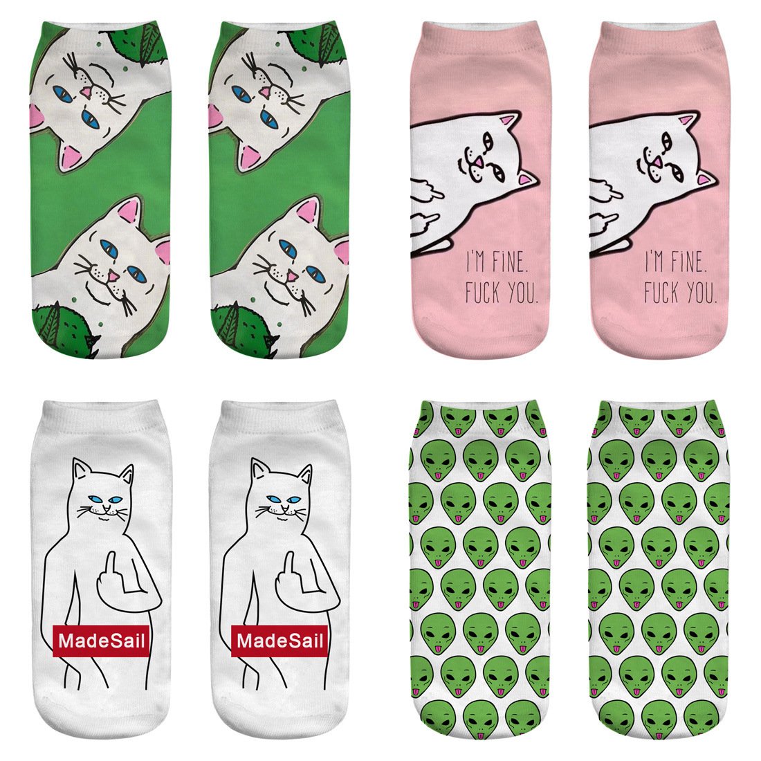 Funny Kawaii Elastic Pink Socks