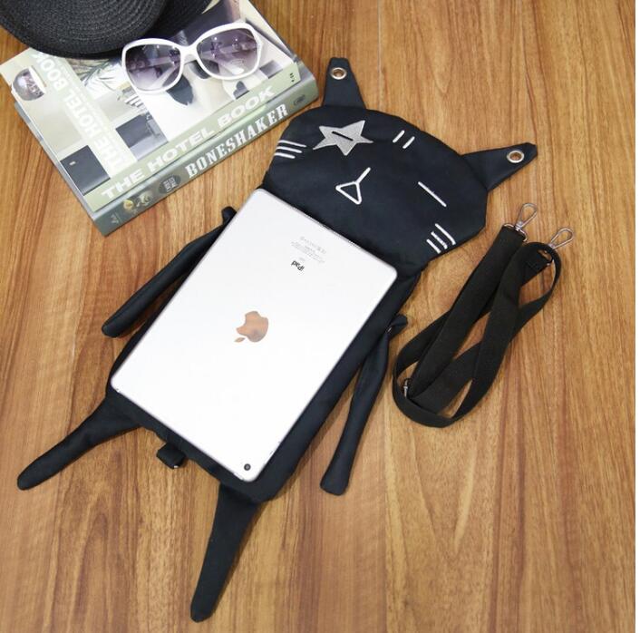 Cartoon cat canvas shoulder bag personality funny diagonal package