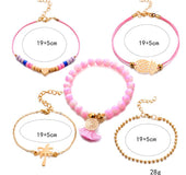 Pulsera con flecos de coco y corazón de piña