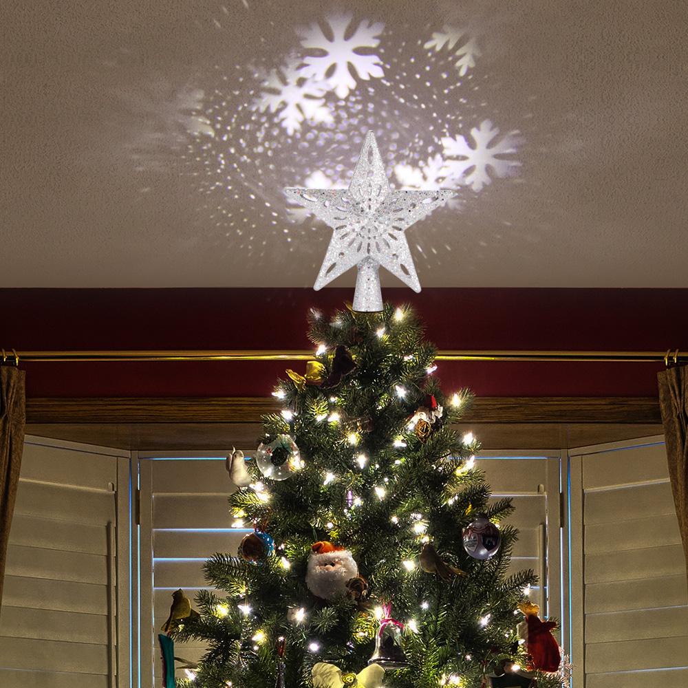 LED Christmas Tree Top Rotating Snowflake Projector