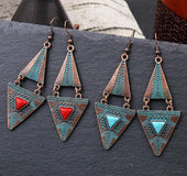 Double-layered triangular turquoise earrings