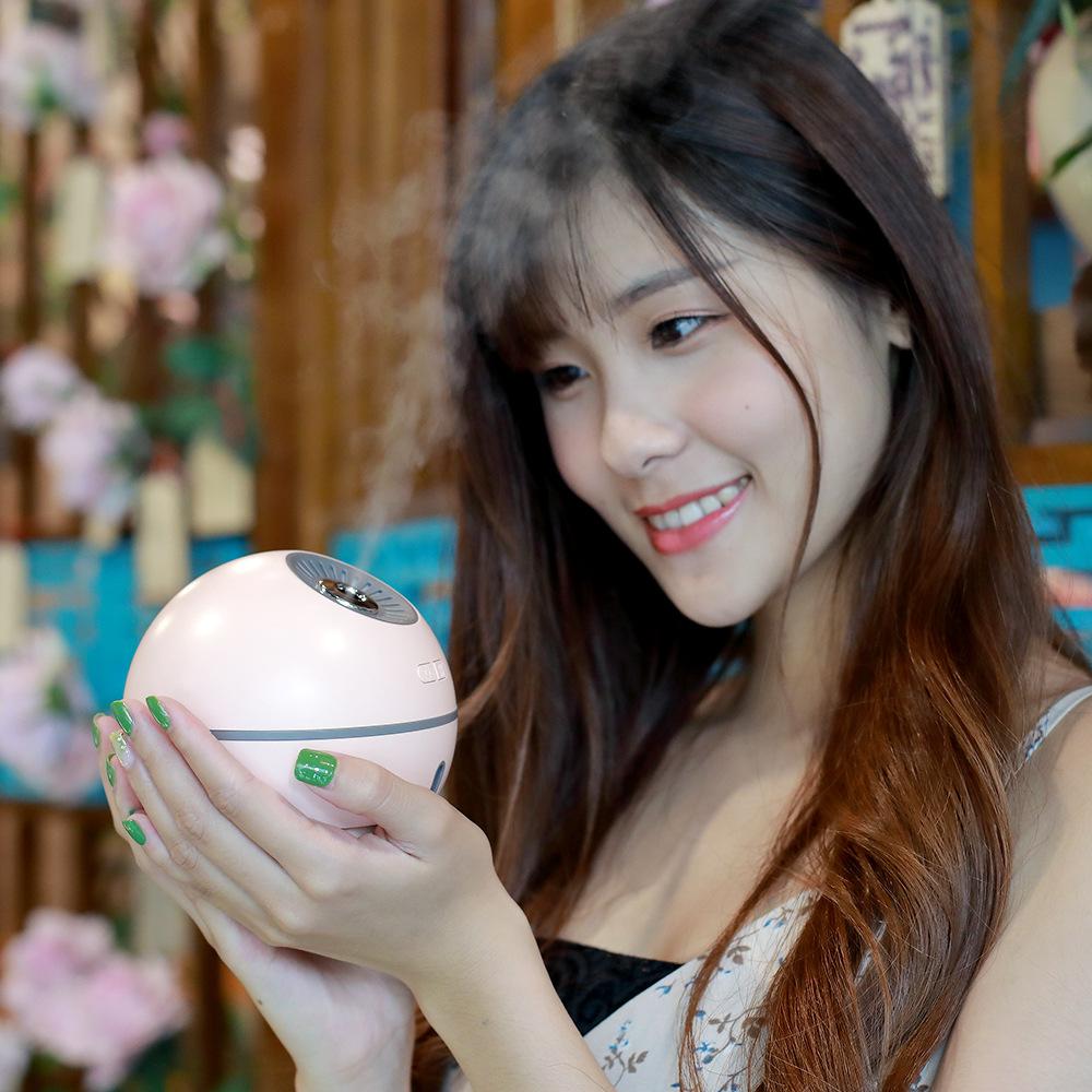 The sphere humidifier has a small fan