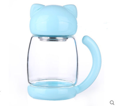Linda Taza De Té De Cristal Transparente Gato