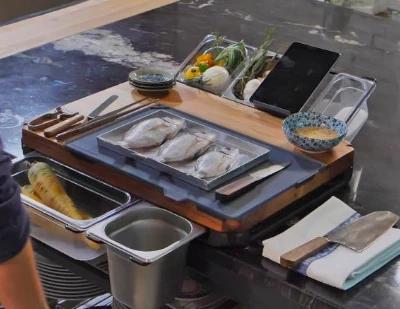 Multi-function cutting board with shelf