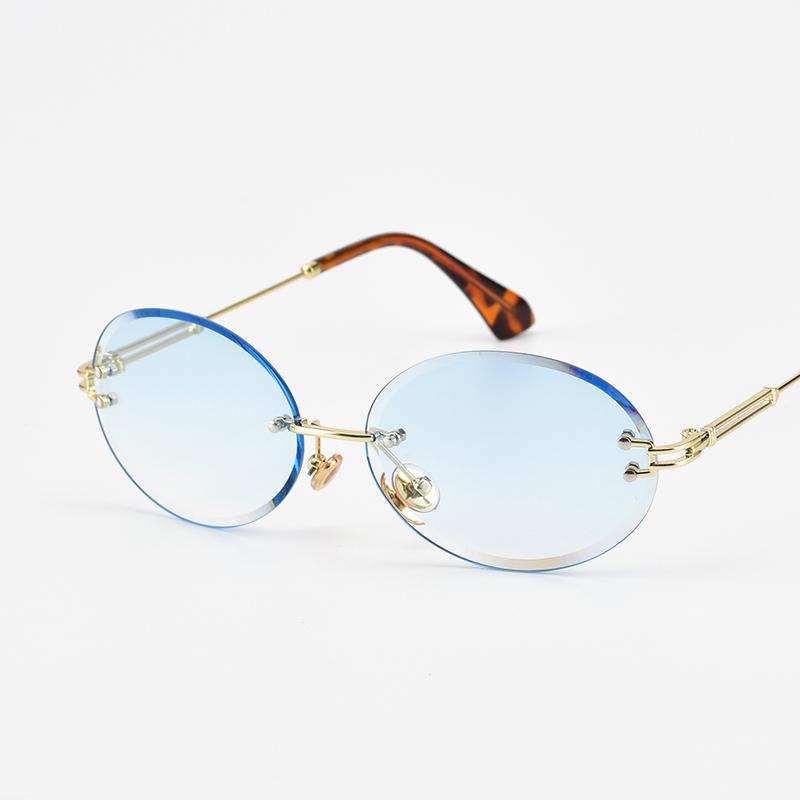 Oval polished edge sunglasses