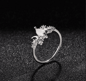 Rhinestone horse eye moon ring