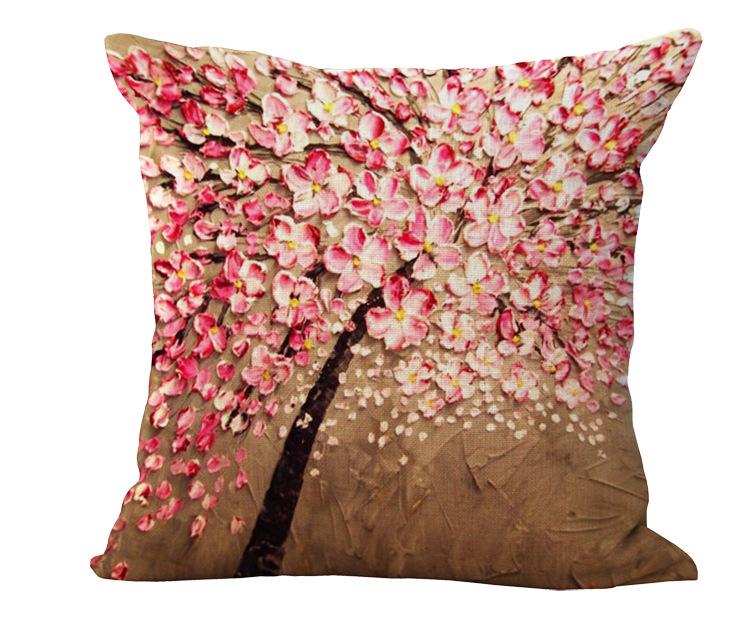 Oil painting cotton and linen pillowcase