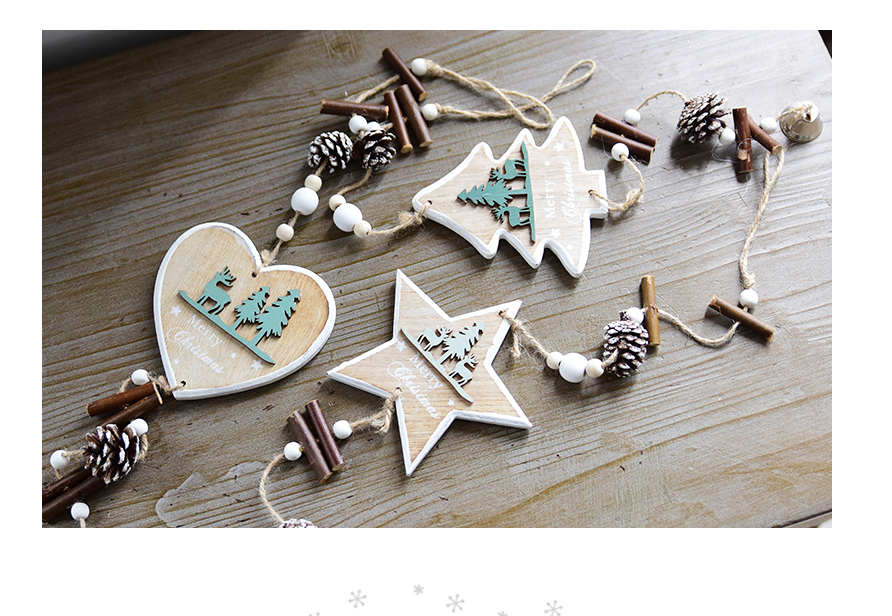 Nordic simple wooden Christmas tree elk pine cone Christmas pendant charm Christmas decoration
