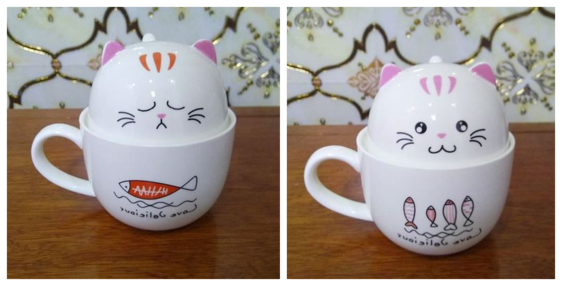 Creative cat cup ceramic mug office cup with lid spoon bone china couple coffee cup tea cup gift