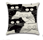 MUQGEW Vintage white and black Cat Dog Cotton cute Pillow Sofa Waist Throw Cushion Home Car Decor