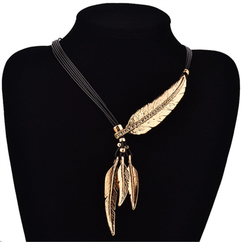 Collar Hoja De Plumas
