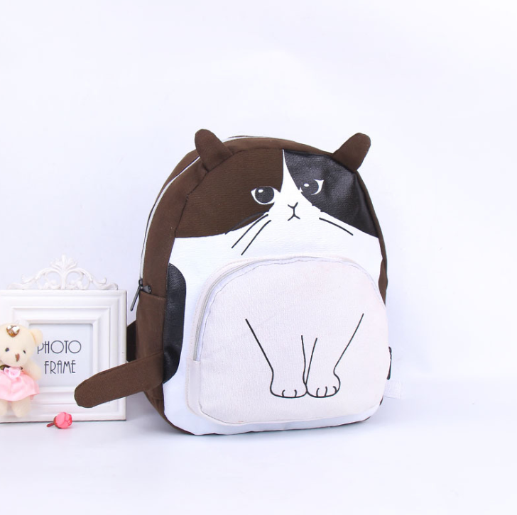 New funny cat canvas backpack casual female backpack