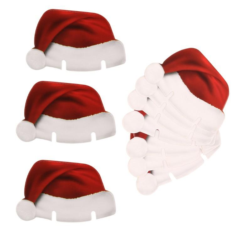 10Pcs/Lot Paper Red Christmas Hat Wine Champagne Tipple Cup Card Christmas Party Table Decor DIY decorations for home