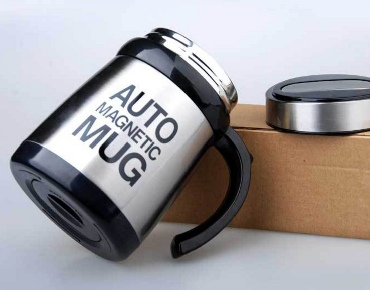 Stainless steel upgraded version automatic magnetizing stirring coffee cup lazy person stirring creative gifts metal cup