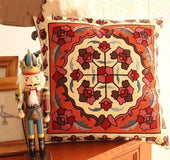 Embroidered floral vintage pillow