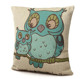 Vintage Linen Cotton Owl Cushion Cover Sofa Throw Pillow Case