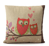 Vintage Linen Cotton Owl Cushion Cover Sofa Throw Pillow Case