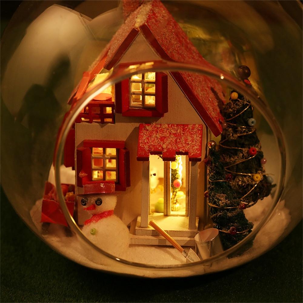 Wooden DIY Miniature House Furniture LED House Decorate Creative Christmas Gifts