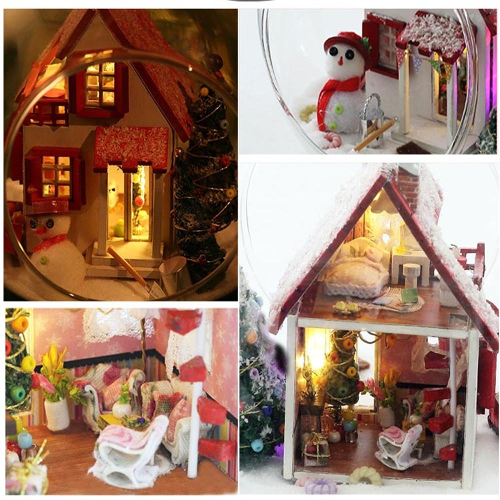 Wooden DIY Miniature House Furniture LED House Decorate Creative Christmas Gifts
