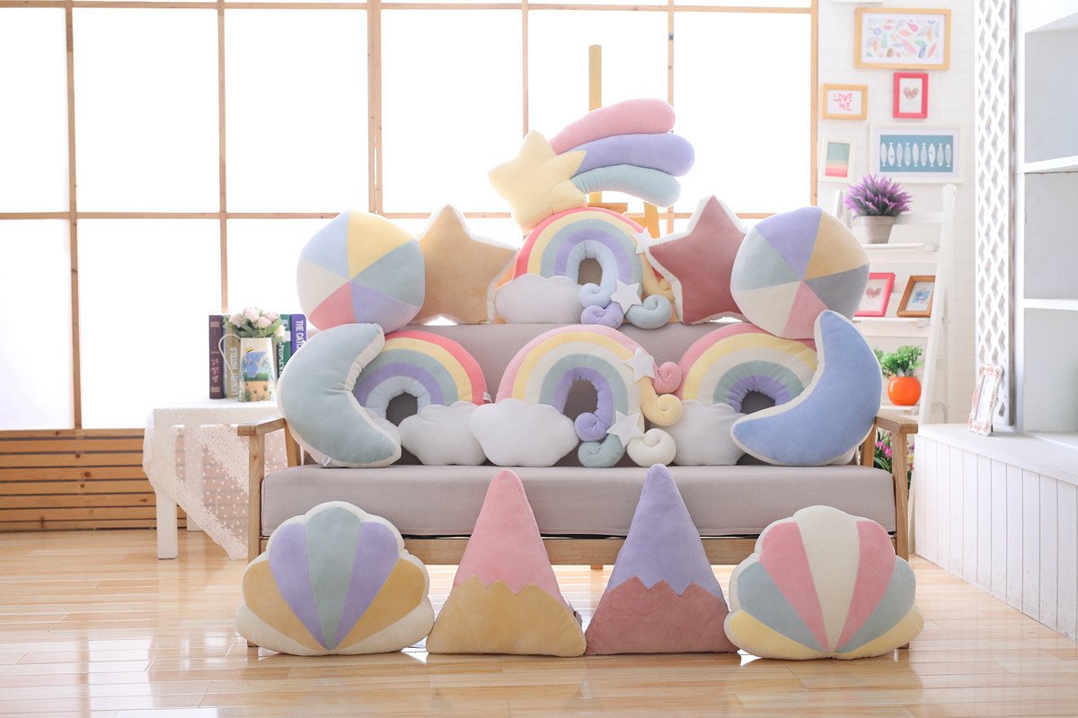 Star Moon Bed Head Cushion Rainbow Creative Pillow