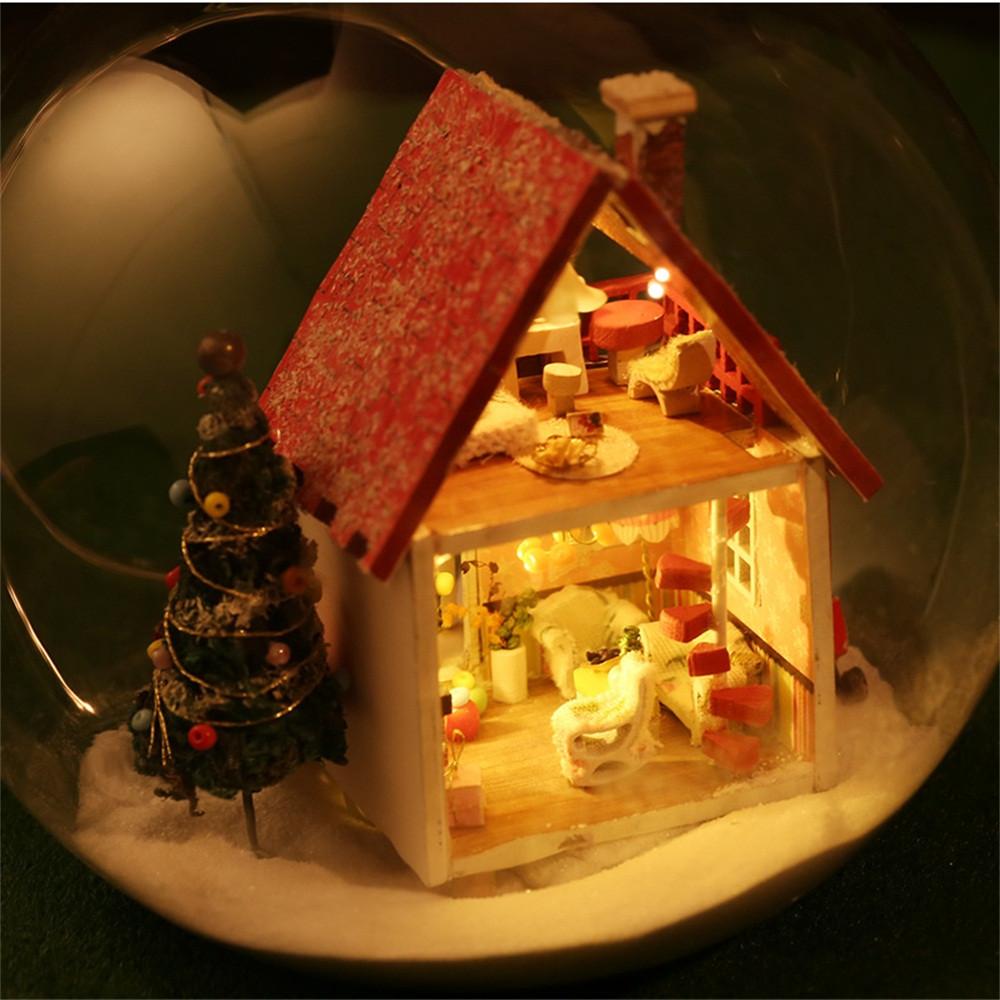 Wooden DIY Miniature House Furniture LED House Decorate Creative Christmas Gifts